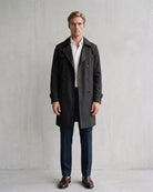 Classic Double-Breasted Trench Coat - Timeless Sophistication on model - Black