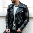 Variant image for Revamped Style - Black Leather Jacket for Men, Premium Biker Look-1