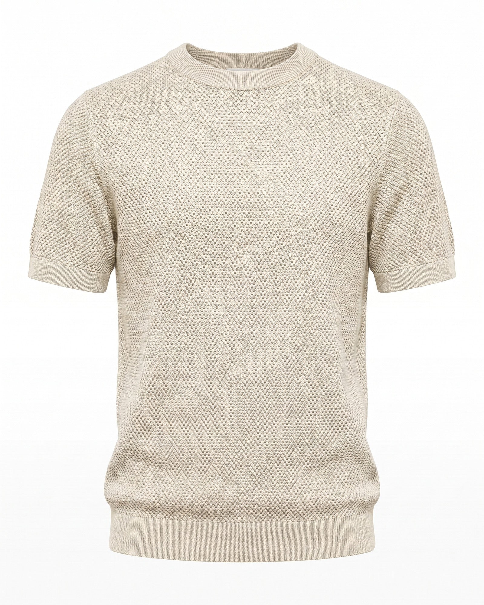 Men's Textured Knit T-Shirt - Cream