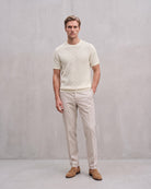 Men's Textured Knit T-Shirt on model - Cream