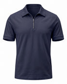 Modern Men's Zip-Up Polo Shirt - Stylish & Breathable Design - Dark Blue
