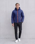 Men's Stylish Padded Puffer Jacket Ultimate Warmth on model - Dark Blue