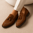 Giviny-Mens Loafers - Low-Cut Leather Tassel Design 5