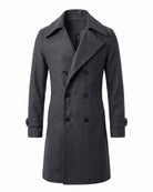 Classic Double-Breasted Trench Coat - Timeless Sophistication - Gray