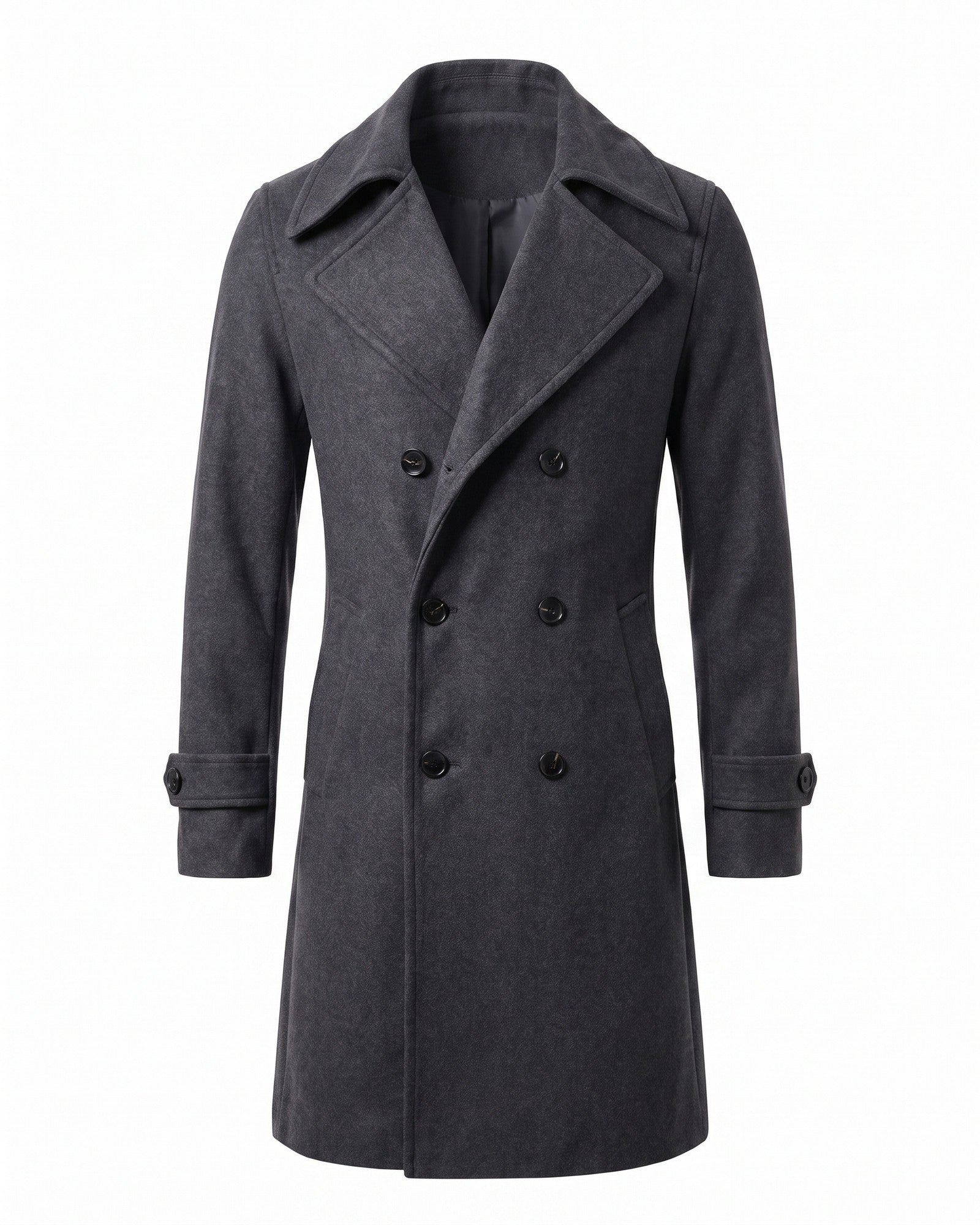 Classic Double-Breasted Trench Coat - Timeless Sophistication - Gray