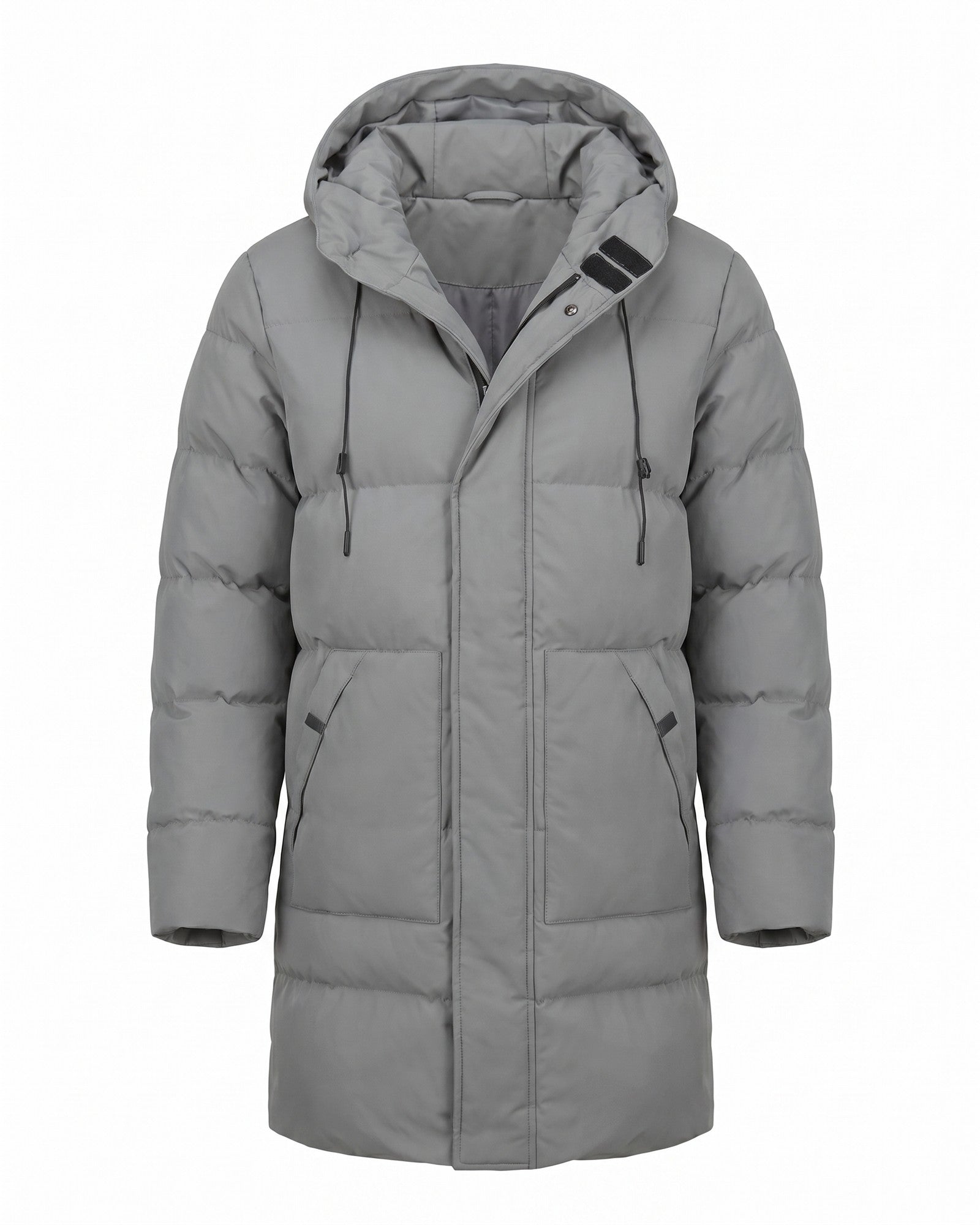 Men's Stylish Long Padded Puffer Coat - Gray