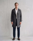 Classic Double-Breasted Trench Coat - Timeless Sophistication on model - Gray