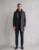Elegant Men's Winter Coat with Zipper - Sophisticated Wool-Look Design on model - Gray