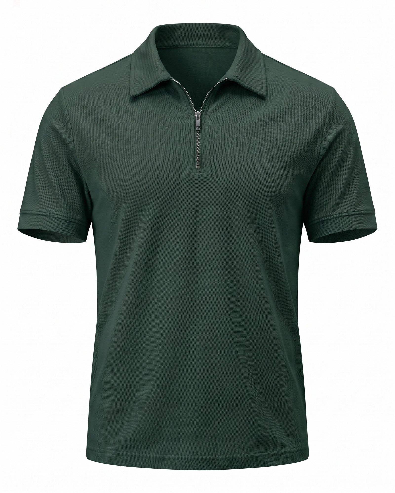 Modern Men's Zip-Up Polo Shirt - Stylish & Breathable Design - Green
