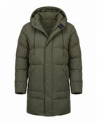 Men's Stylish Long Padded Puffer Coat - Green