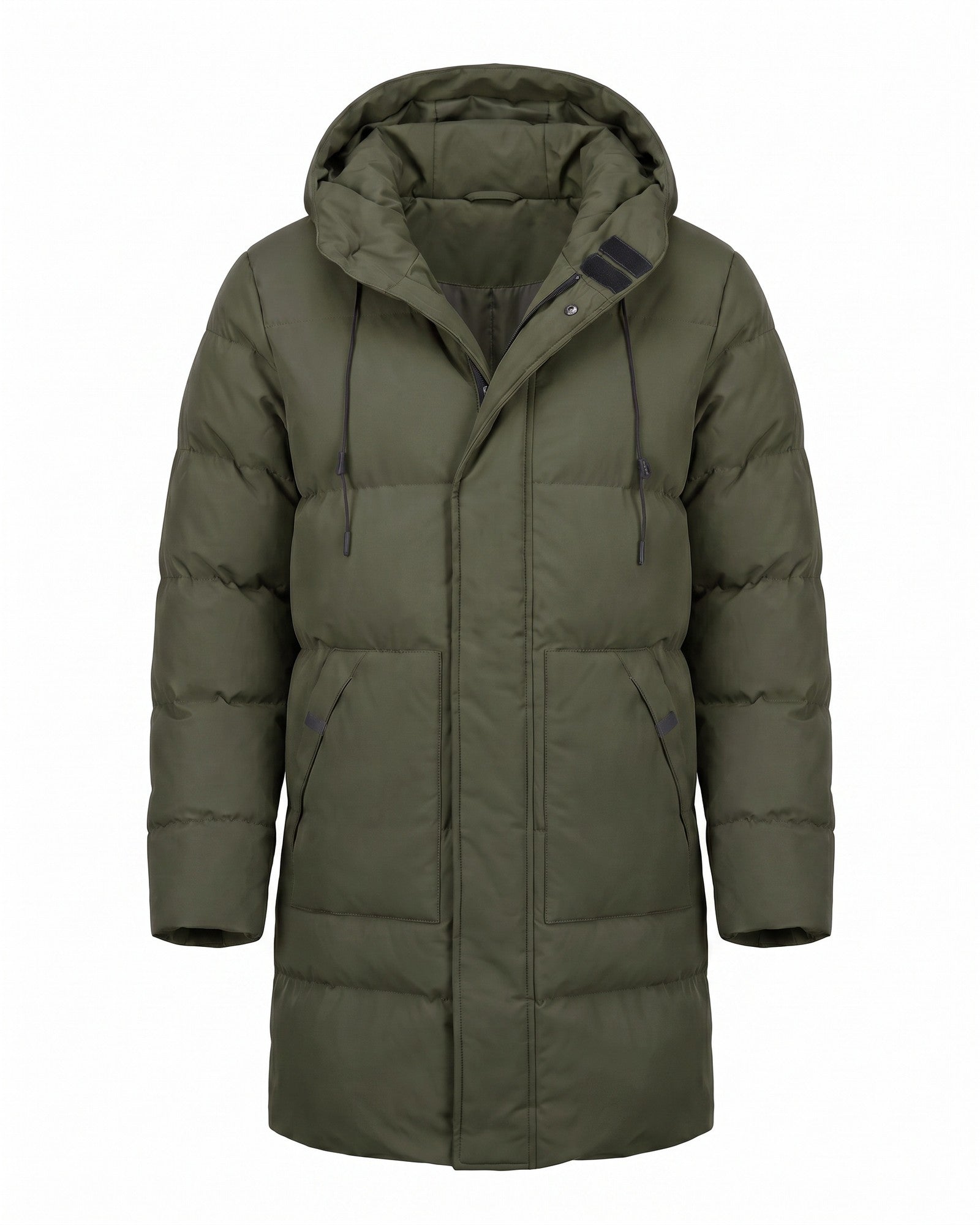 Men's Stylish Long Padded Puffer Coat - Green