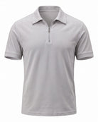 Modern Men's Zip-Up Polo Shirt - Stylish & Breathable Design - Grey