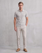 Modern Men's Zip-Up Polo Shirt - Stylish & Breathable Design on model - Grey