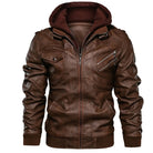TitanWear - Men's Winter Leather Jacket with Hood for Casual Style-2