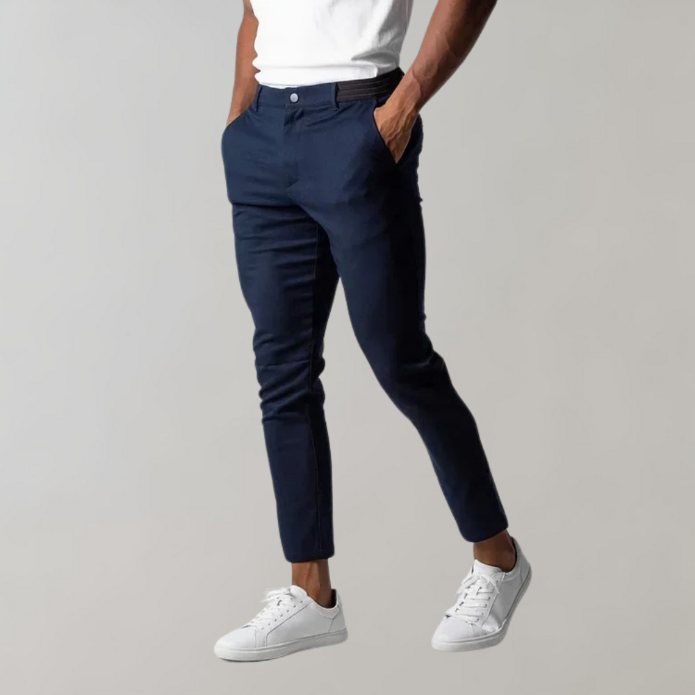 Stylish Men's Khaki Chino Pants - Comfortable Fit for All Occasions-1