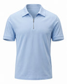 Modern Men's Zip-Up Polo Shirt - Stylish & Breathable Design - Light Blue