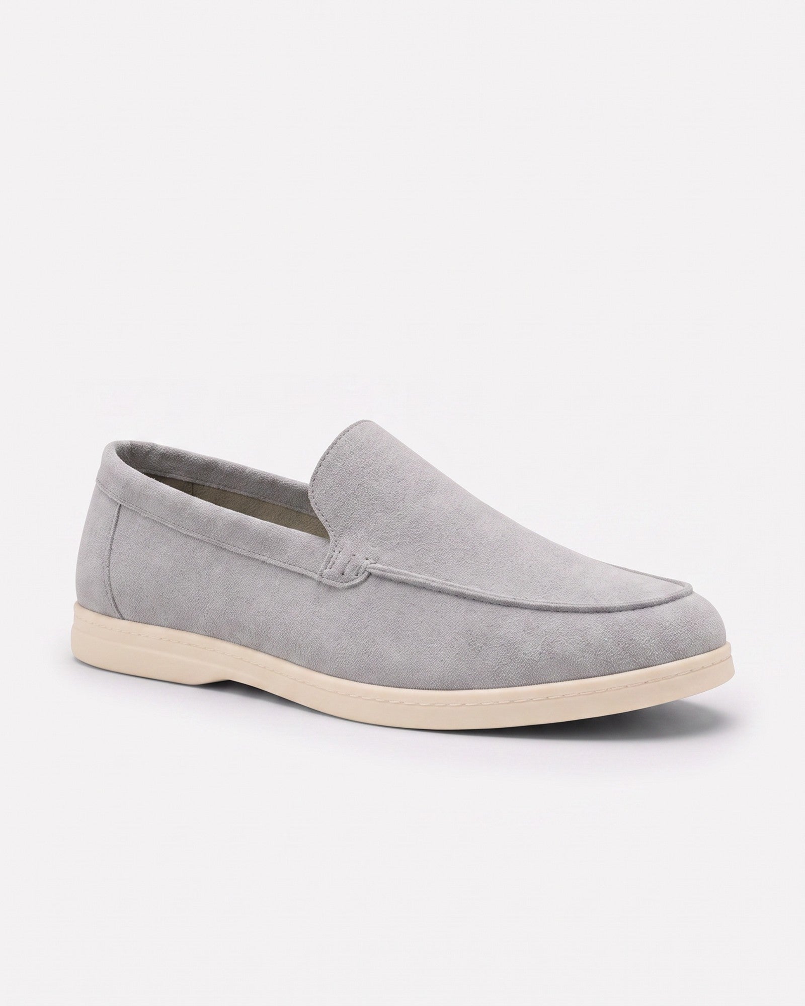 Men's Luxury Suede Loafers - Light Gray