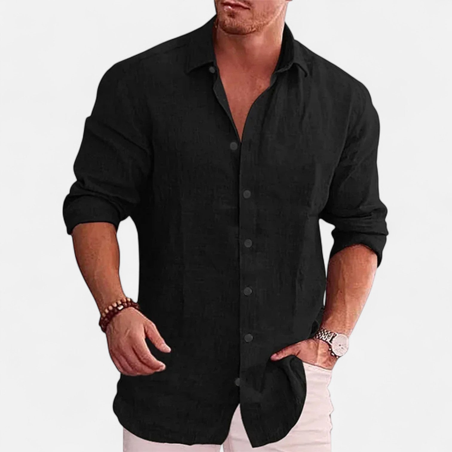 Linen-Classic Men's Linen Shirt - Summer Essential 0