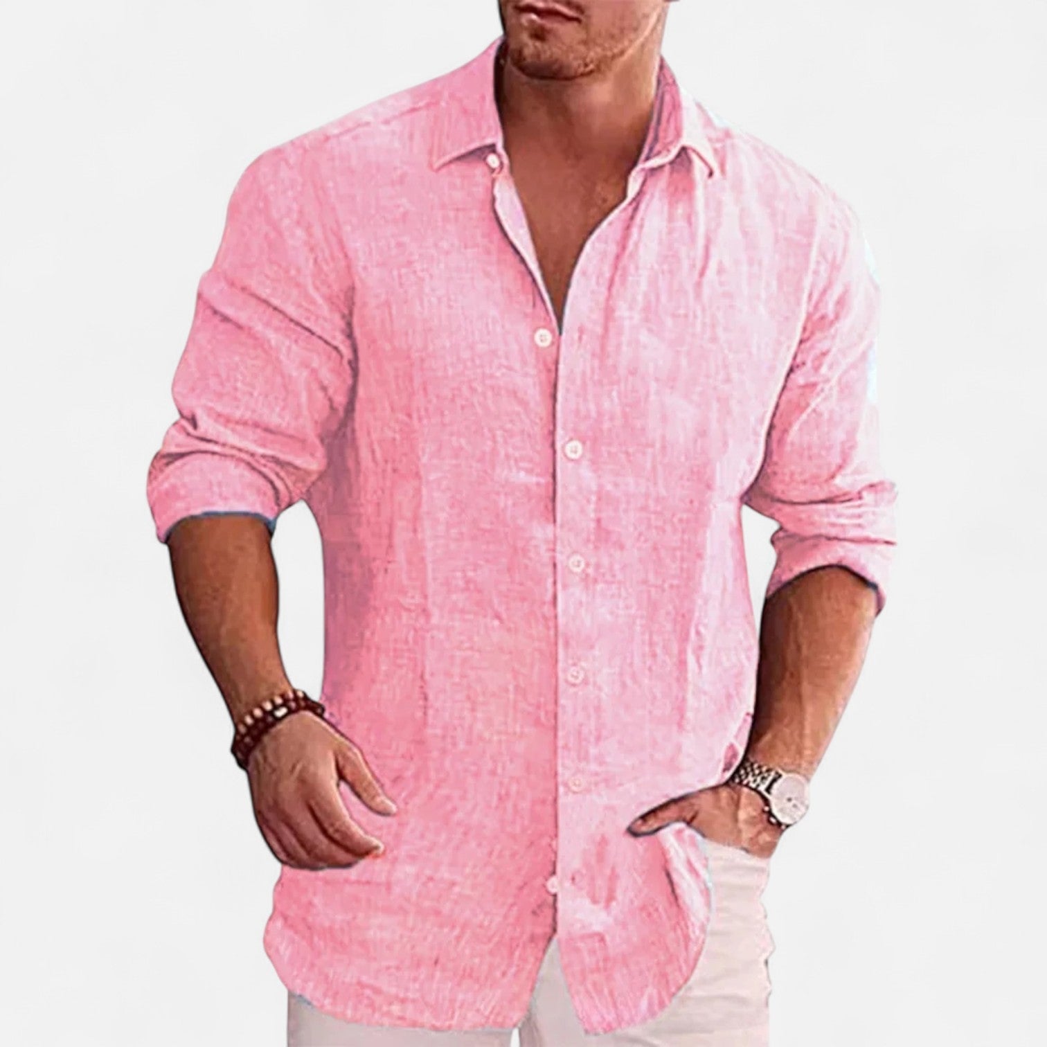 Linen-Classic Men's Linen Shirt - Summer Essential 4