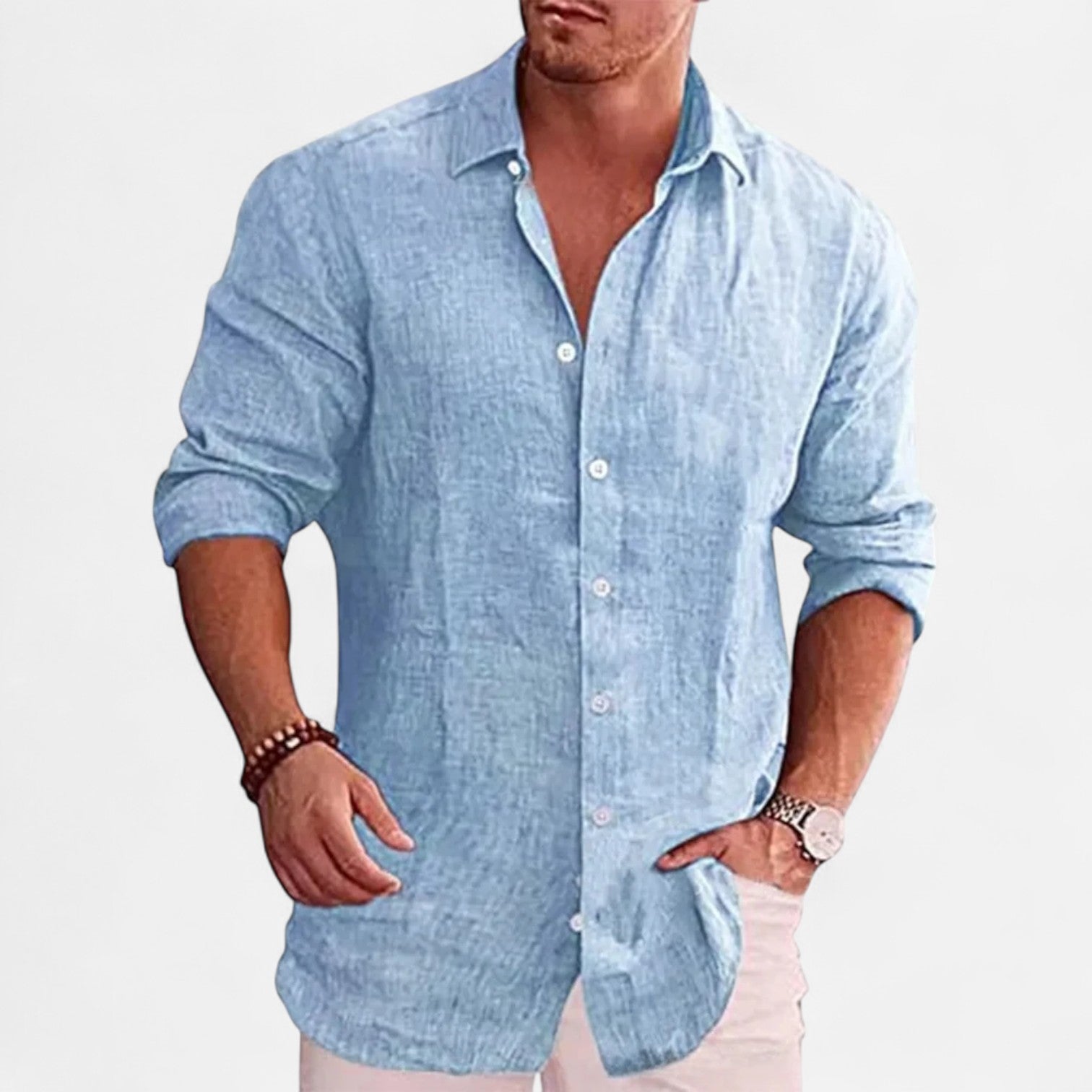 Linen-Classic Men's Linen Shirt - Summer Essential 5