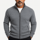 Luxe-Men's Zip Up Cardigan - High Collar Knit Wear 2