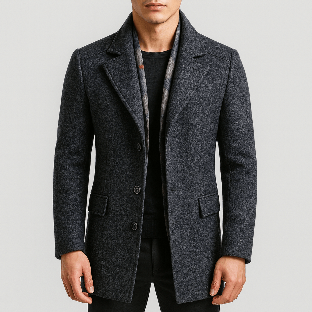 Luxe-Mens Overcoat Wool Blend Winter Coat 1