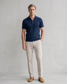 Men's Breathable Polo Shirt on model - Navy