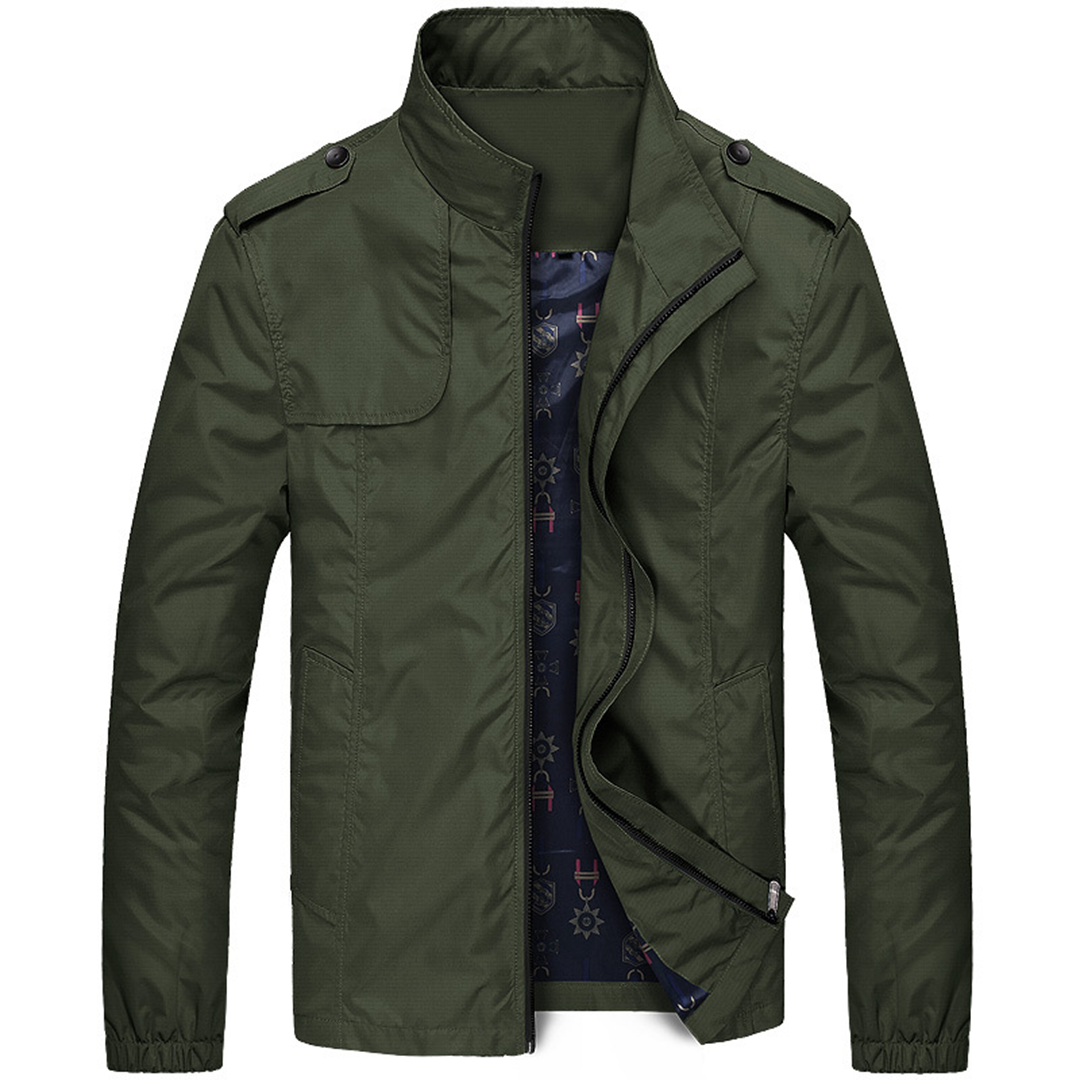 Variant image for Modern Men's Summer Jacket with Zippered Collar - Lightweight Style-18