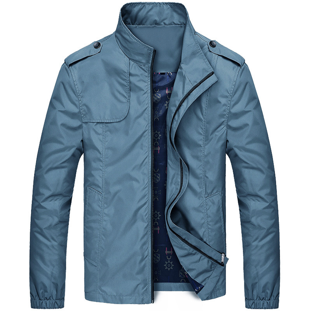 Variant image for Modern Men's Summer Jacket with Zippered Collar - Lightweight Style-11
