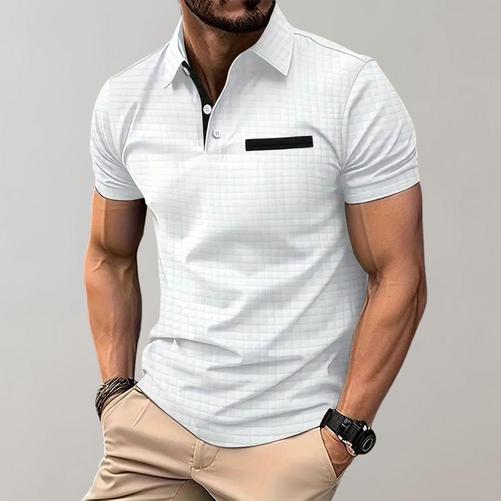 Pieter - Men's Long Sleeve Polo Shirt, Elegant Style 0