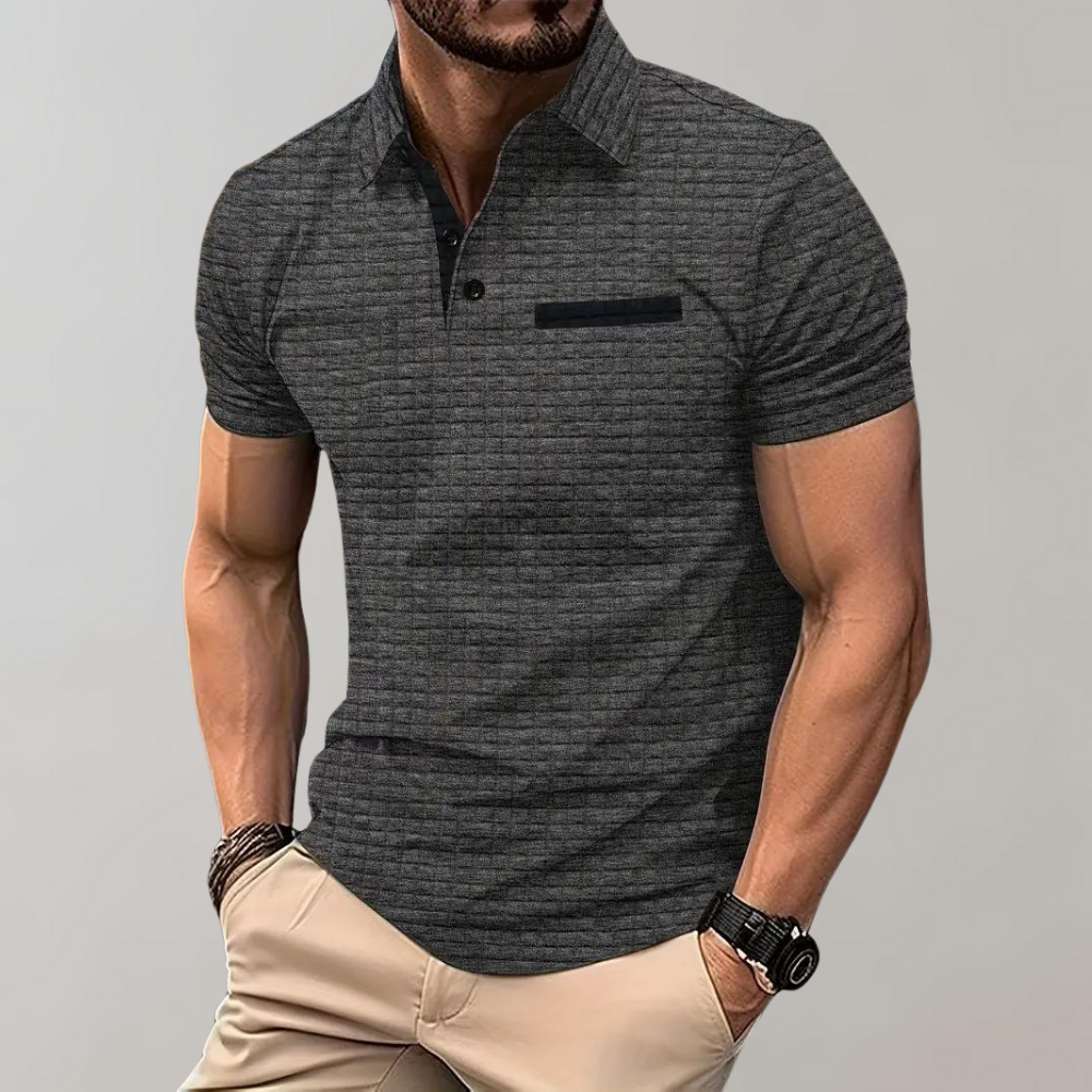 Pieter - Men's Long Sleeve Polo Shirt, Elegant Style 1