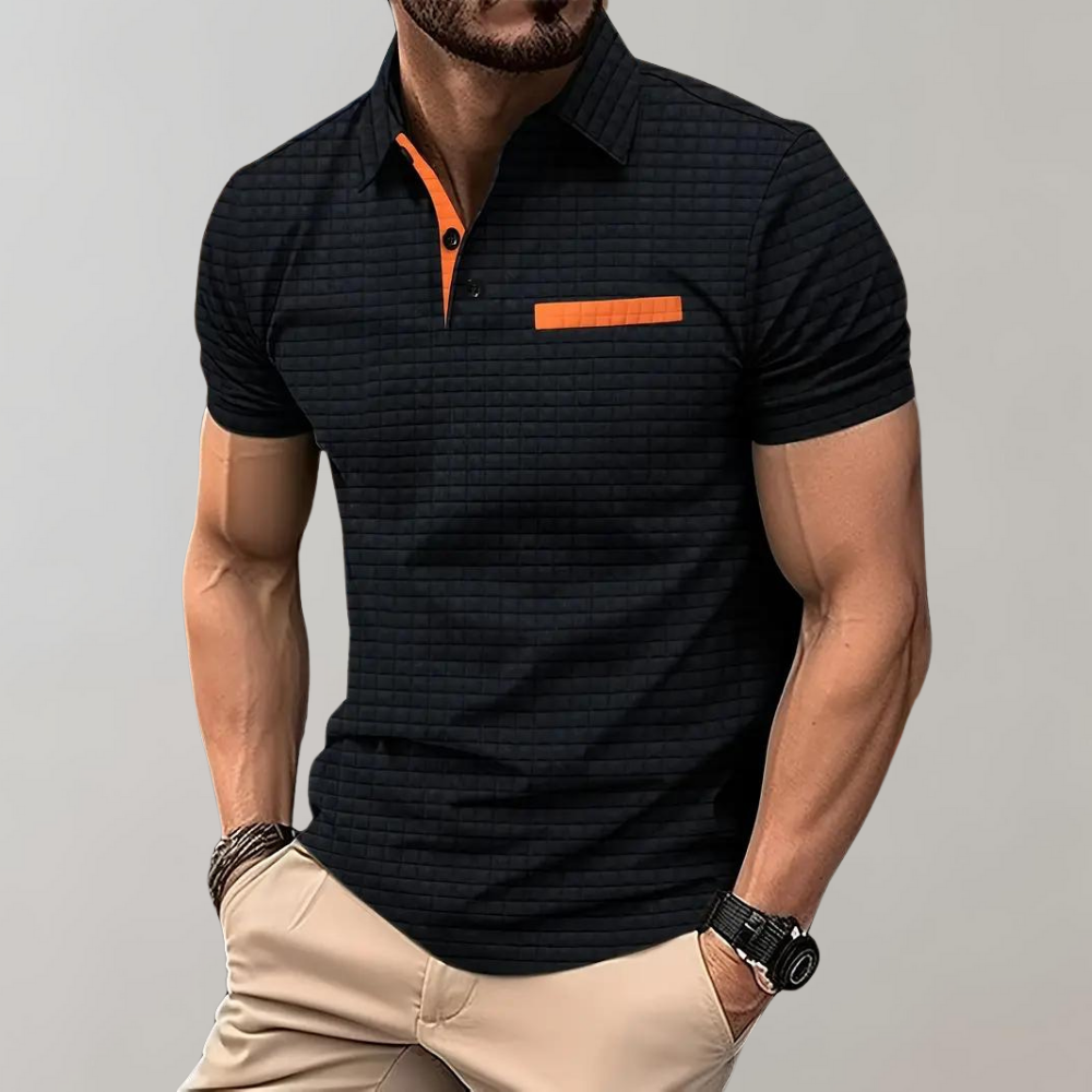 Pieter - Men's Long Sleeve Polo Shirt, Elegant Style 3