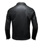 UrbanEdge Men's Black Leather Jacket - Tailored Fit with Zippered Pockets-2