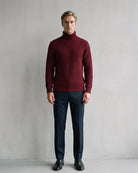 Men's Premium Turtleneck Sweater Cotton Blend on model - Red