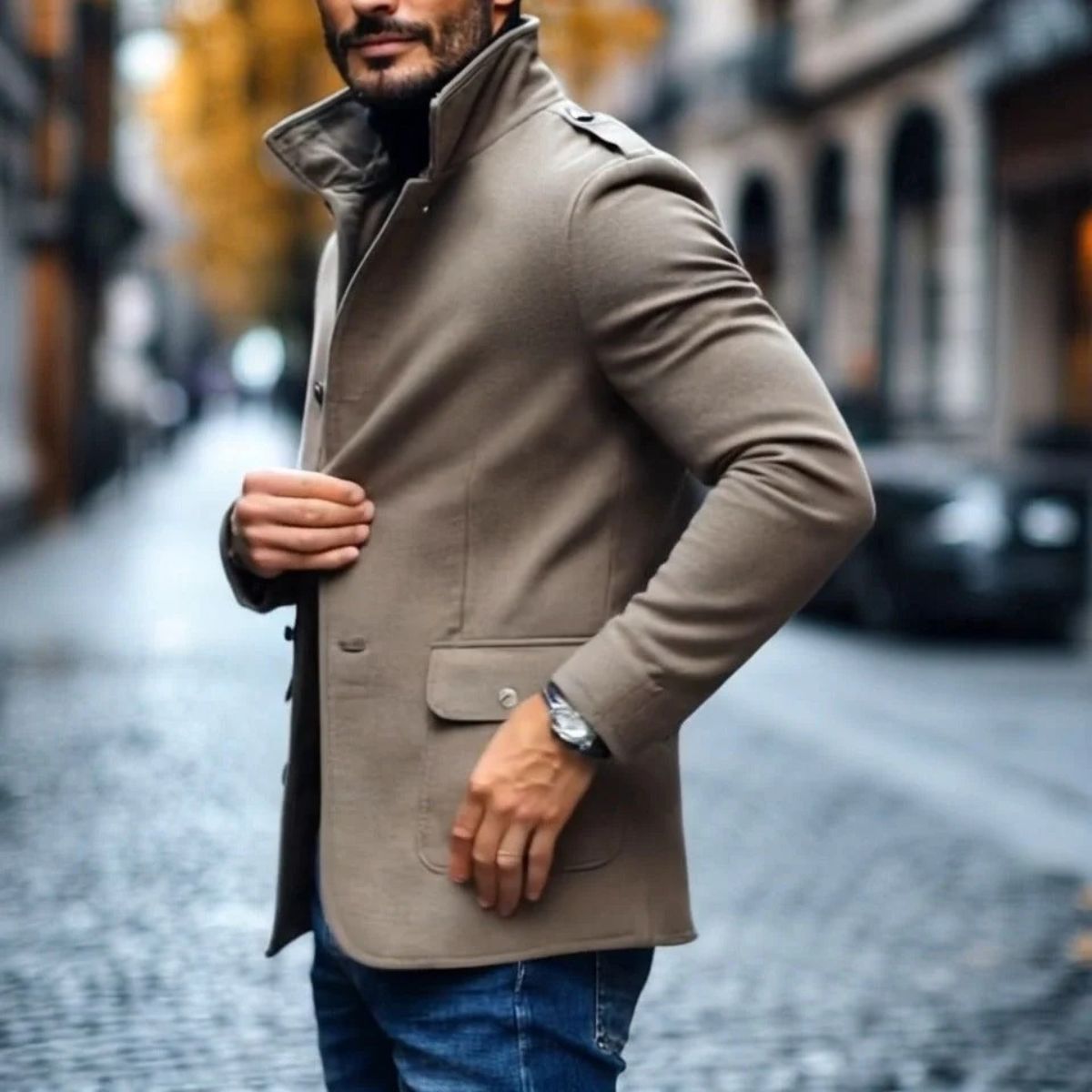 Rome-Mens Wool Overcoat - Classic Tailored Style 6