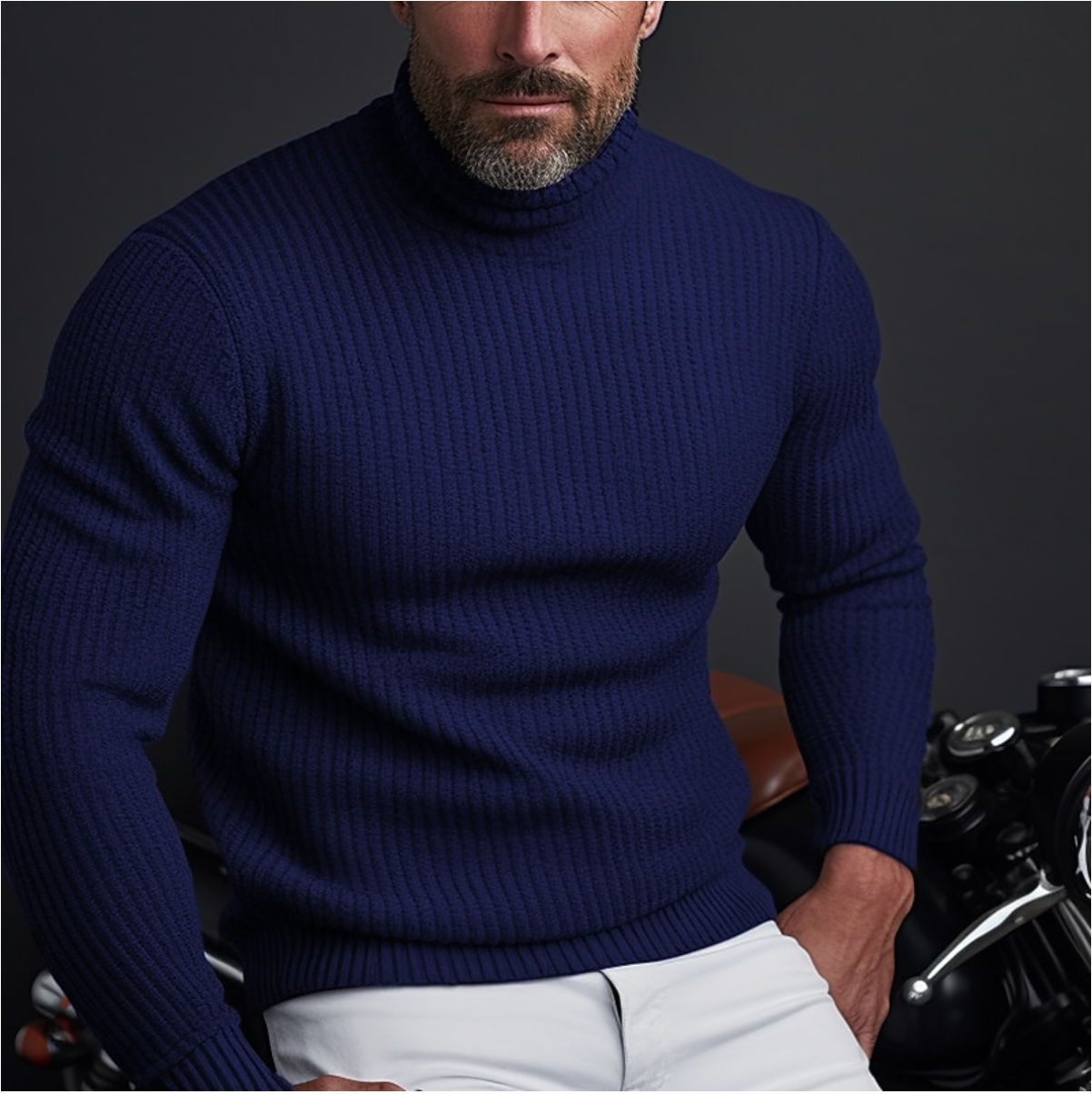 Men's Premium Turtleneck Sweater Cotton Blend