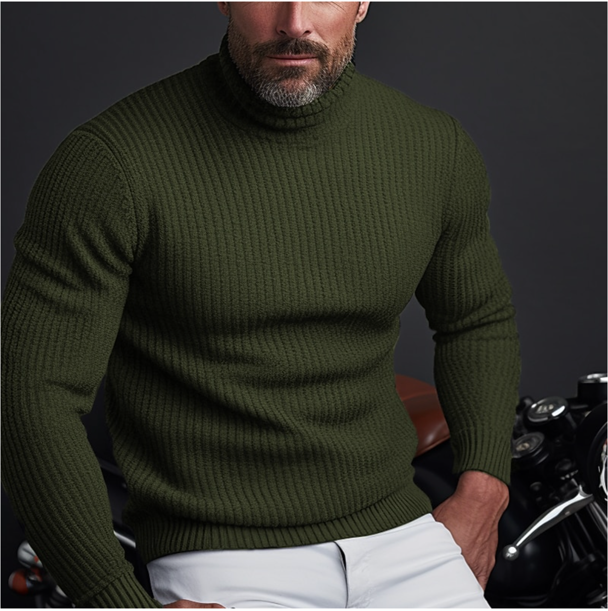 Men's Premium Turtleneck Sweater Cotton Blend