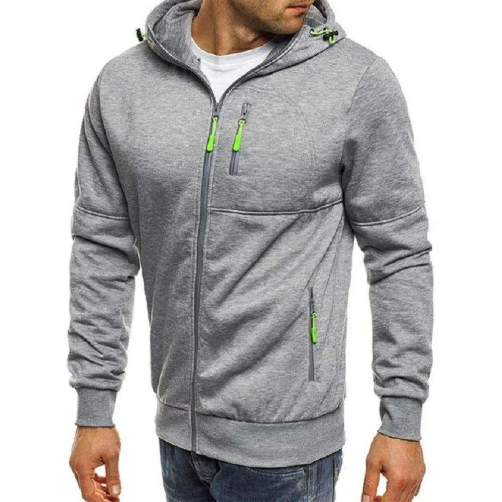 UrbanTrend™ - Men's Slim Fit Zipper Hoodie for Casual Style-4