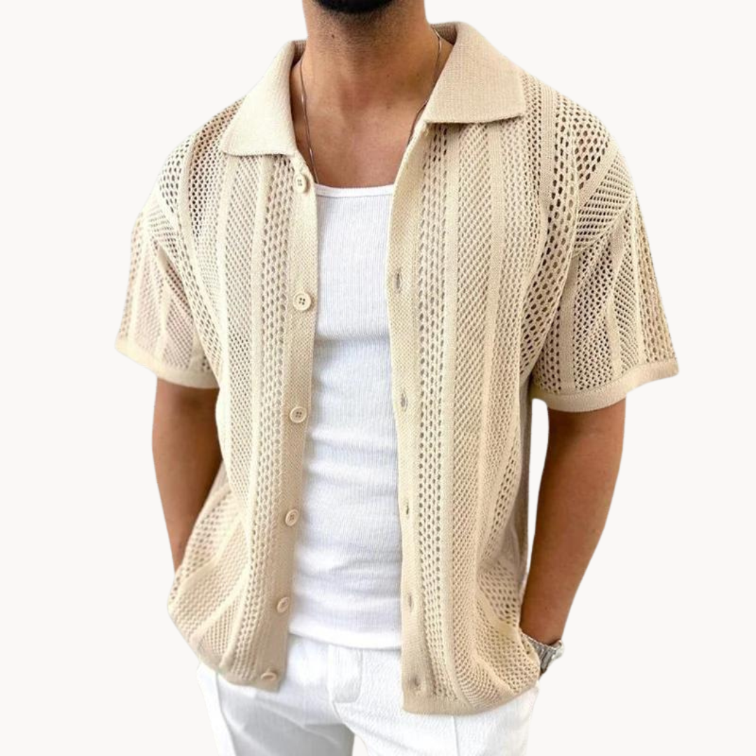Trend-Style Men's Short Sleeve Crochet T-Shirt 0