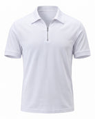 Modern Men's Zip-Up Polo Shirt - Stylish & Breathable Design - White