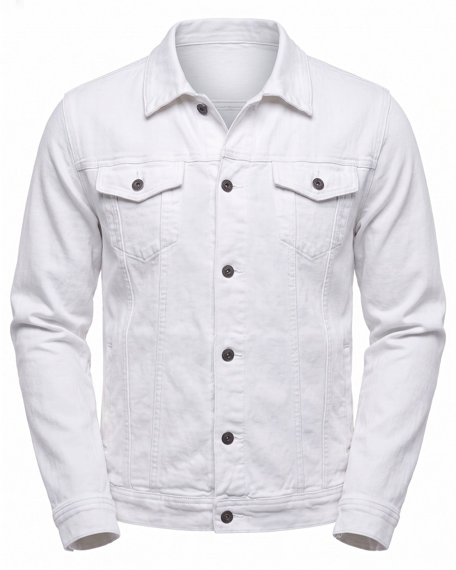 Men's Stylish Denim Jacket - Modern Urban Streetwear - White