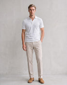 Men's Breathable Polo Shirt on model - White
