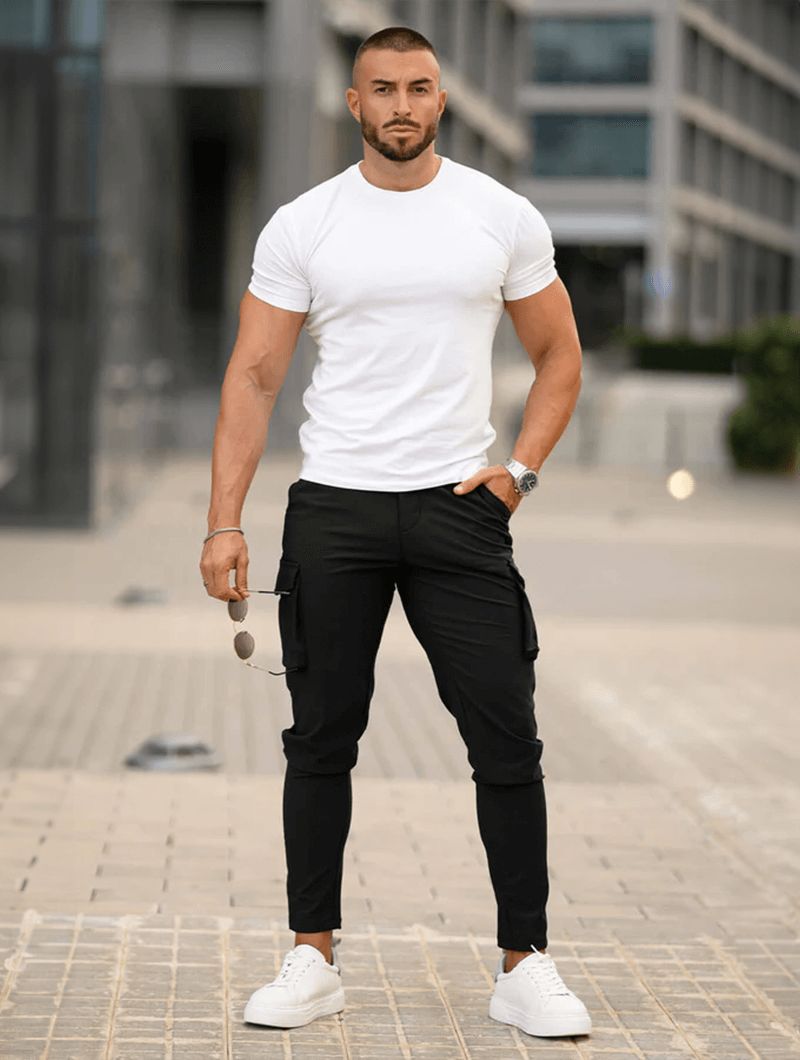 Stealth Mode - Men's Black Cargo Pants with Multiple Pockets-5