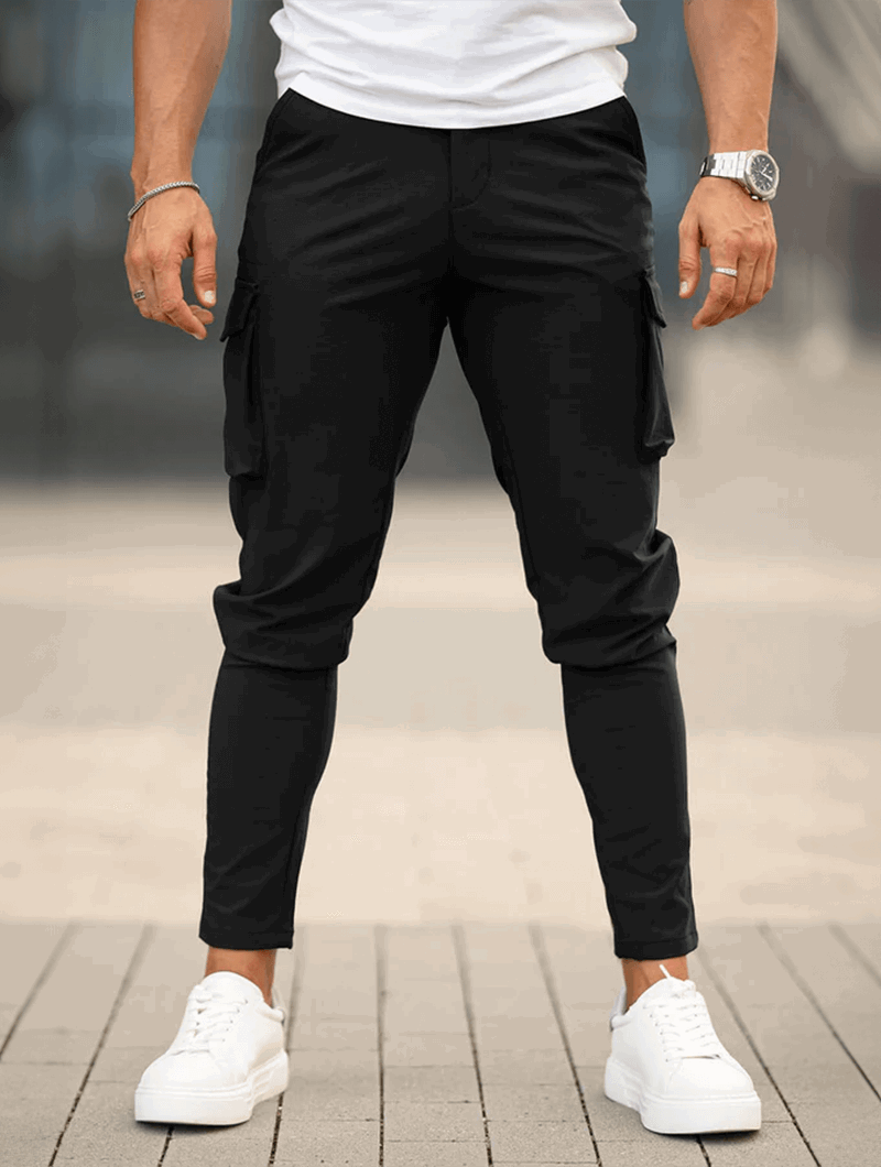 Stealth Mode - Men's Black Cargo Pants with Multiple Pockets-1
