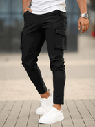 Stealth Mode - Men's Black Cargo Pants with Multiple Pockets-4