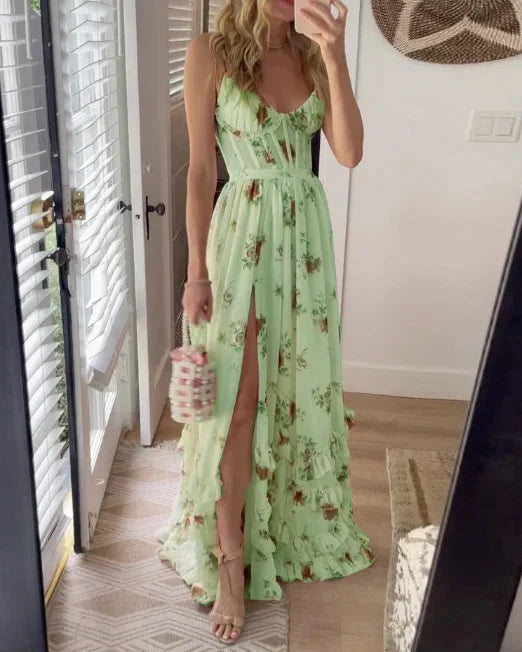 Variant image for Eloise-White Floral Midi Dress for Women Elegance-9